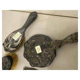 Antique Art Nouveau Vanity Accessories 7 Pc Mirrors Brushes As Found