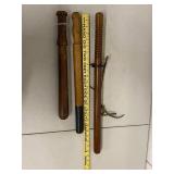 Set of 3 Vintage Wooden Batons Nightsticks Clubs 17-24in Used