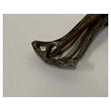 Sterling Silver Bar Brooch Openwork Bow Green Stone Vintage Pin