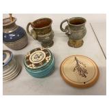 Vintage Studio Art Pottery Lot 10 Pc Canisters Mugs Pitcher Tiles