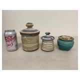 Vintage Studio Art Pottery Lot 10 Pc Canisters Mugs Pitcher Tiles