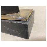 Black Horse Head Bust Sculpture on Heavy Base, Patinated Trim