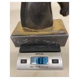 Black Horse Head Bust Sculpture on Heavy Base, Patinated Trim