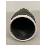 Signed Studio Art Pottery Raku Vase White Crackle Rim 9.5in Used