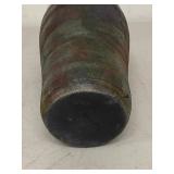 Signed Studio Art Pottery Raku Vase White Crackle Rim 9.5in Used