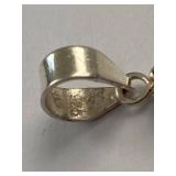 925 Sterling Silver Green Stone & Pearl Drop Pendant 3.66g Used