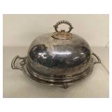 Vintage Silverplate Serving Trays & Dome Cover 3 Pc Mixed Set Tarnished