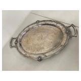 Vintage Silverplate Serving Trays & Dome Cover 3 Pc Mixed Set Tarnished