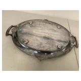 Vintage Silverplate Serving Trays & Dome Cover 3 Pc Mixed Set Tarnished