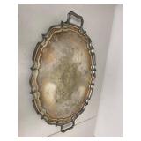 Vintage Silverplate Serving Trays & Dome Cover 3 Pc Mixed Set Tarnished