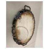 Vintage Silverplate Serving Trays & Dome Cover 3 Pc Mixed Set Tarnished