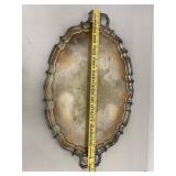 Vintage Silverplate Serving Trays & Dome Cover 3 Pc Mixed Set Tarnished