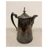 Antique Silverplate Coffee Pot Porcelain Lined 13in Broken Finial