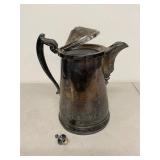 Antique Silverplate Coffee Pot Porcelain Lined 13in Broken Finial