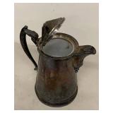 Antique Silverplate Coffee Pot Porcelain Lined 13in Broken Finial