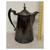 Antique Silverplate Coffee Pot Porcelain Lined 13in Broken Finial