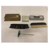 Vintage Desk Vanity Accessory Lot Boxes Brushes Metal Holder
