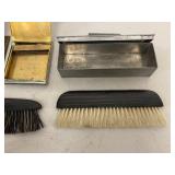 Vintage Desk Vanity Accessory Lot Boxes Brushes Metal Holder
