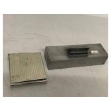 Vintage Desk Vanity Accessory Lot Boxes Brushes Metal Holder