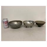Vintage Mixed Metal Decor Set Brass Pewter Vase Bowls Plate 7 Pc