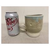 Studio Pottery Teapot Mug and Handled Vase 3-Piece Blue Brown