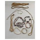Mixed Pearl Jewelry Lot Necklaces Bracelets w/ Princess Pride Box