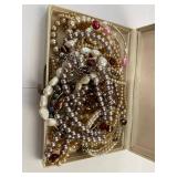 Mixed Pearl Jewelry Lot Necklaces Bracelets w/ Princess Pride Box