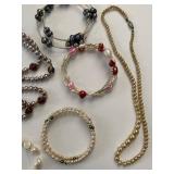 Mixed Pearl Jewelry Lot Necklaces Bracelets w/ Princess Pride Box