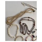 Mixed Pearl Jewelry Lot Necklaces Bracelets w/ Princess Pride Box
