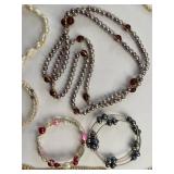 Mixed Pearl Jewelry Lot Necklaces Bracelets w/ Princess Pride Box
