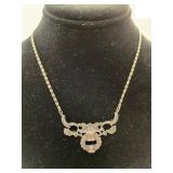 Vintage Thailand Sterling Silver Marcasite Necklace Ornate - Good