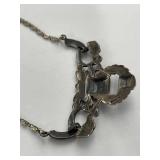 Vintage Thailand Sterling Silver Marcasite Necklace Ornate - Good