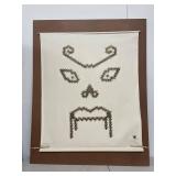 Artist Signed Shmuzzle Gecko Face Wall Hanging Canvas Textile Art on Backing Board