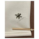 Artist Signed Shmuzzle Gecko Face Wall Hanging Canvas Textile Art on Backing Board