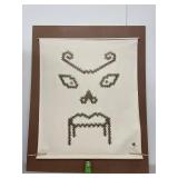 Artist Signed Shmuzzle Gecko Face Wall Hanging Canvas Textile Art on Backing Board