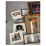 Mixed Framed Wall Art Lot Photos Prints Seascape Bird School Decor