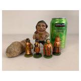 Vintage Hand Carved Wooden Folk Art Figurines & Carvings, 6 Pieces
