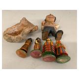 Vintage Hand Carved Wooden Folk Art Figurines & Carvings, 6 Pieces