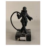Vintage Harlequin Hoop Dancer Metal Figurine on Marble Base Repair