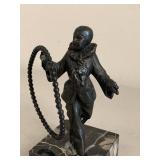 Vintage Harlequin Hoop Dancer Metal Figurine on Marble Base Repair