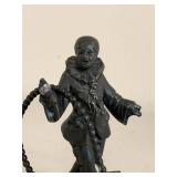 Vintage Harlequin Hoop Dancer Metal Figurine on Marble Base Repair