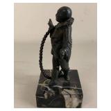 Vintage Harlequin Hoop Dancer Metal Figurine on Marble Base Repair