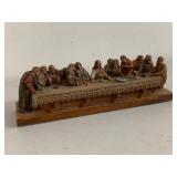 Hand Carved Wood Last Supper Table Sculpture Religious Decor Unmarked