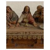 Hand Carved Wood Last Supper Table Sculpture Religious Decor Unmarked