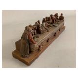 Hand Carved Wood Last Supper Table Sculpture Religious Decor Unmarked