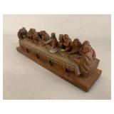 Hand Carved Wood Last Supper Table Sculpture Religious Decor Unmarked