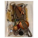 Mixed Vintage Curio Tool Lot Divider Animal Claws Copper Pan Parts