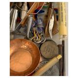 Mixed Vintage Curio Tool Lot Divider Animal Claws Copper Pan Parts