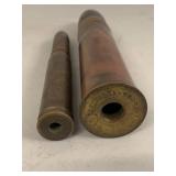 Vintage Inert Military Artillery Shell Display Rounds 2 Pc Patina Lot