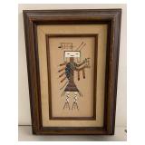 Southwestern Folk Art Decor Group Framed Art Canoe Basket Vintage
